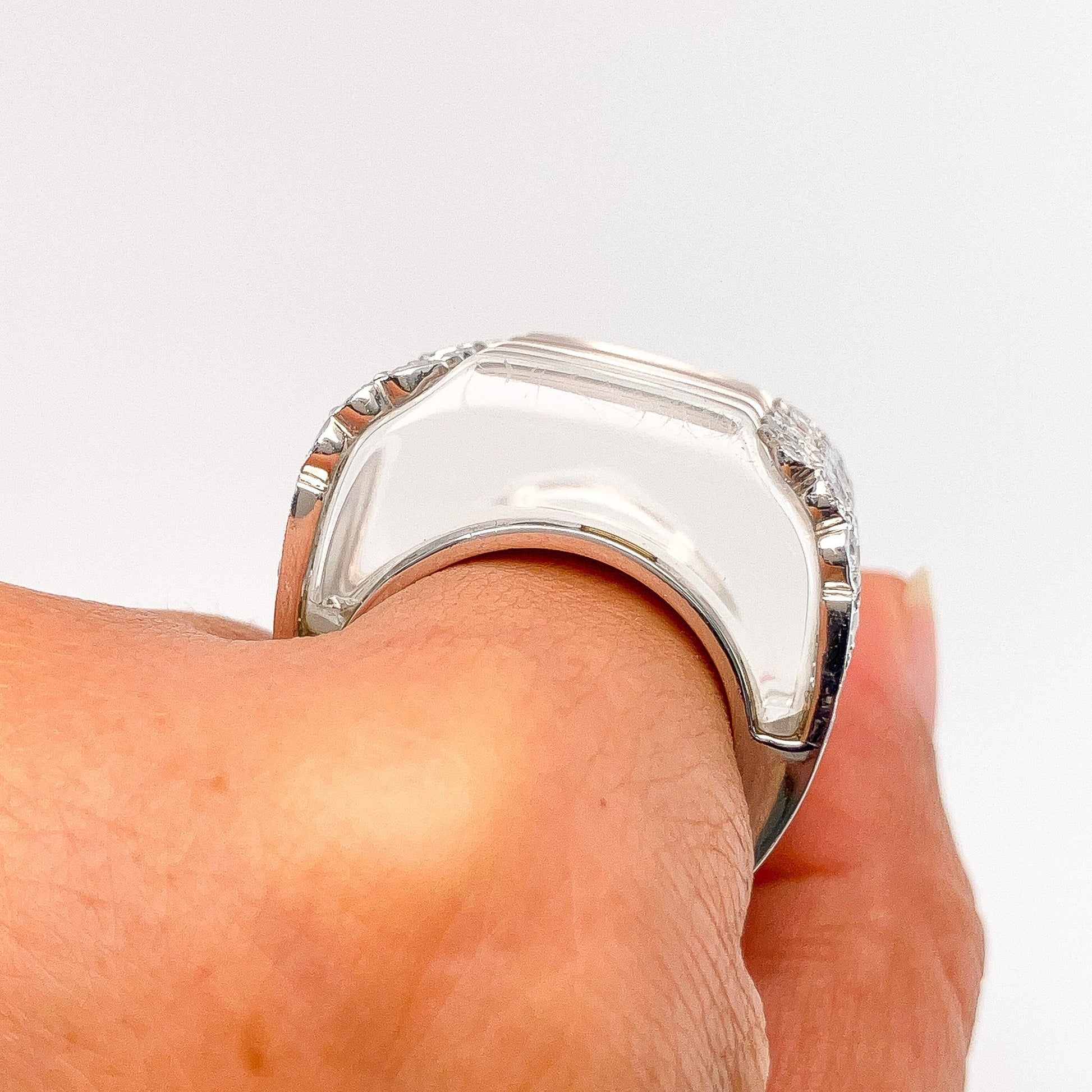 Vintage Rock Crystal & Diamond Cocktail Ring by Valentin Magro, Platinum º - Forever Rox