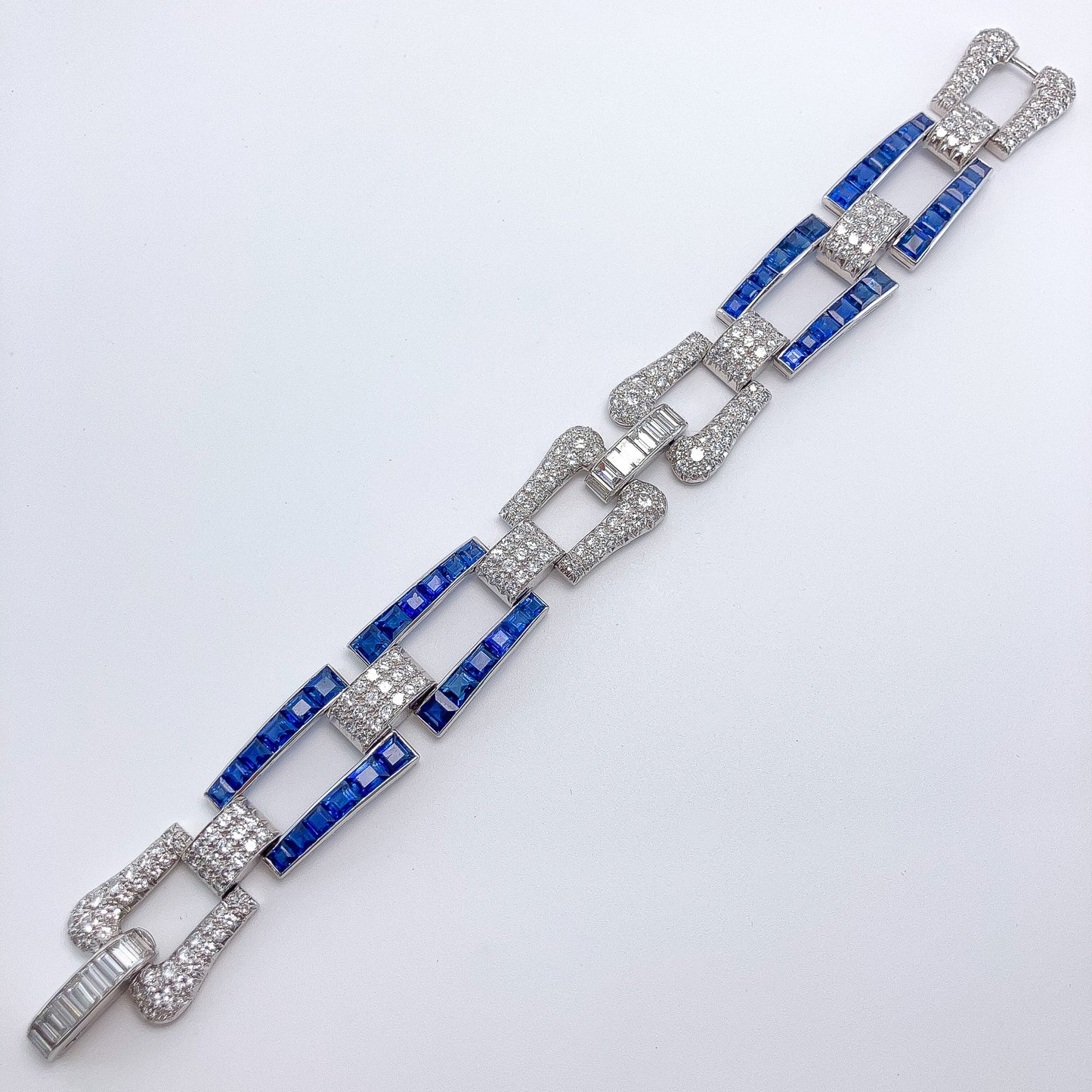 Vintage Sapphire & Diamond Openwork Bracelet, Platinum º - Forever Rox