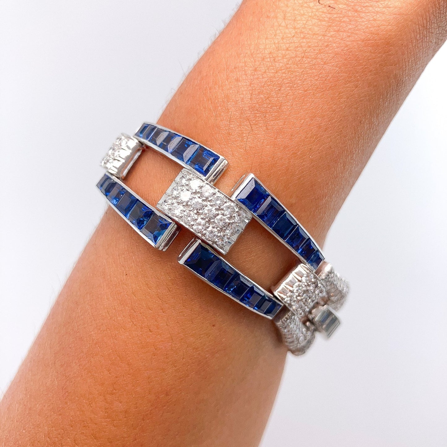 Vintage Sapphire & Diamond Openwork Bracelet, Platinum º - Forever Rox