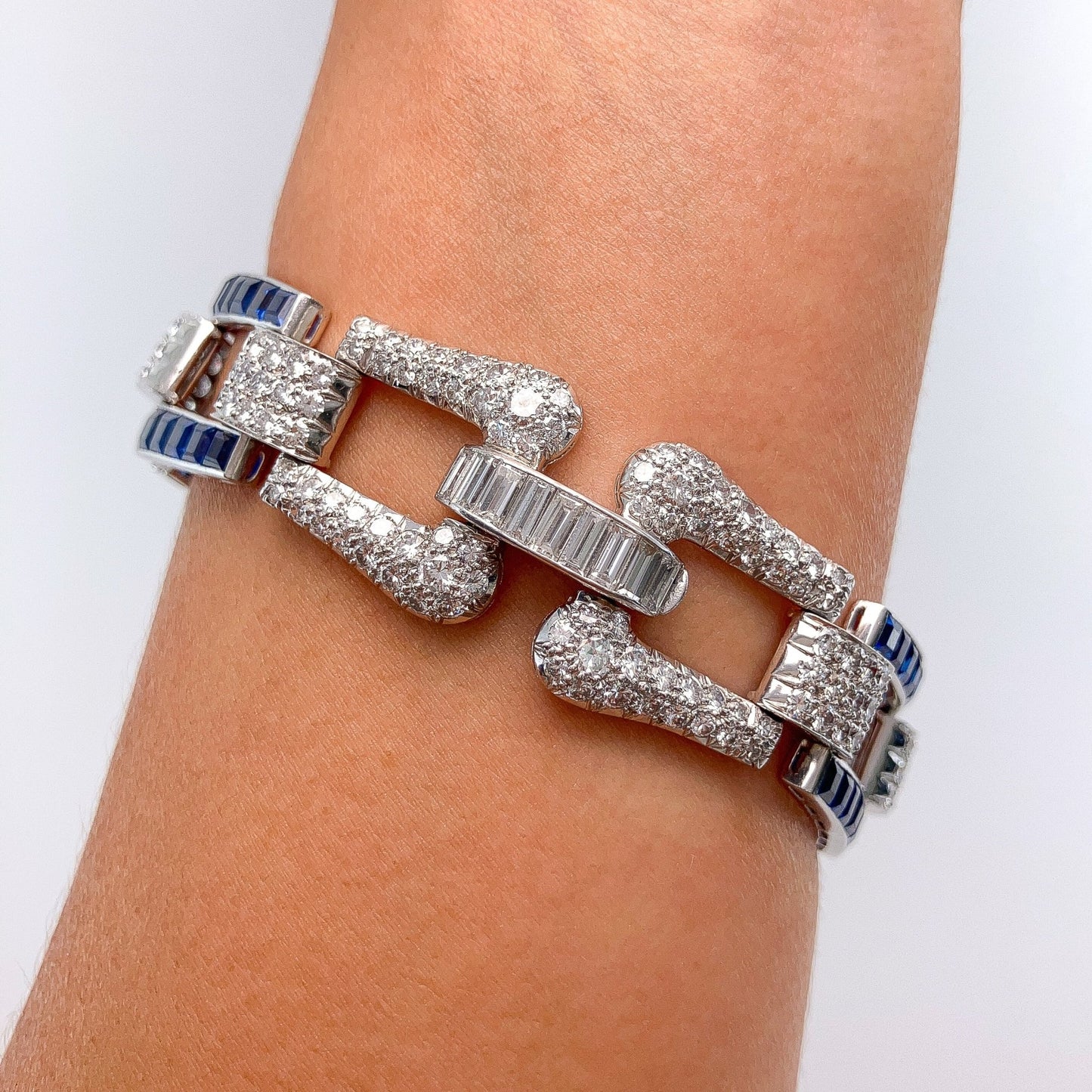 Vintage Sapphire & Diamond Openwork Bracelet, Platinum º - Forever Rox
