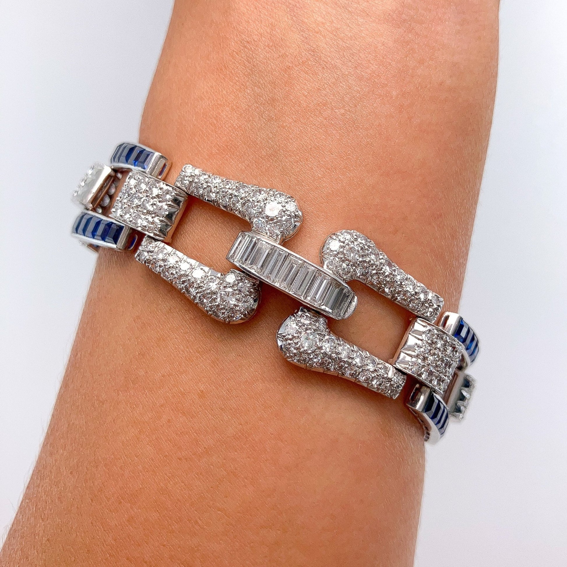 Vintage Sapphire & Diamond Openwork Bracelet, Platinum º - Forever Rox