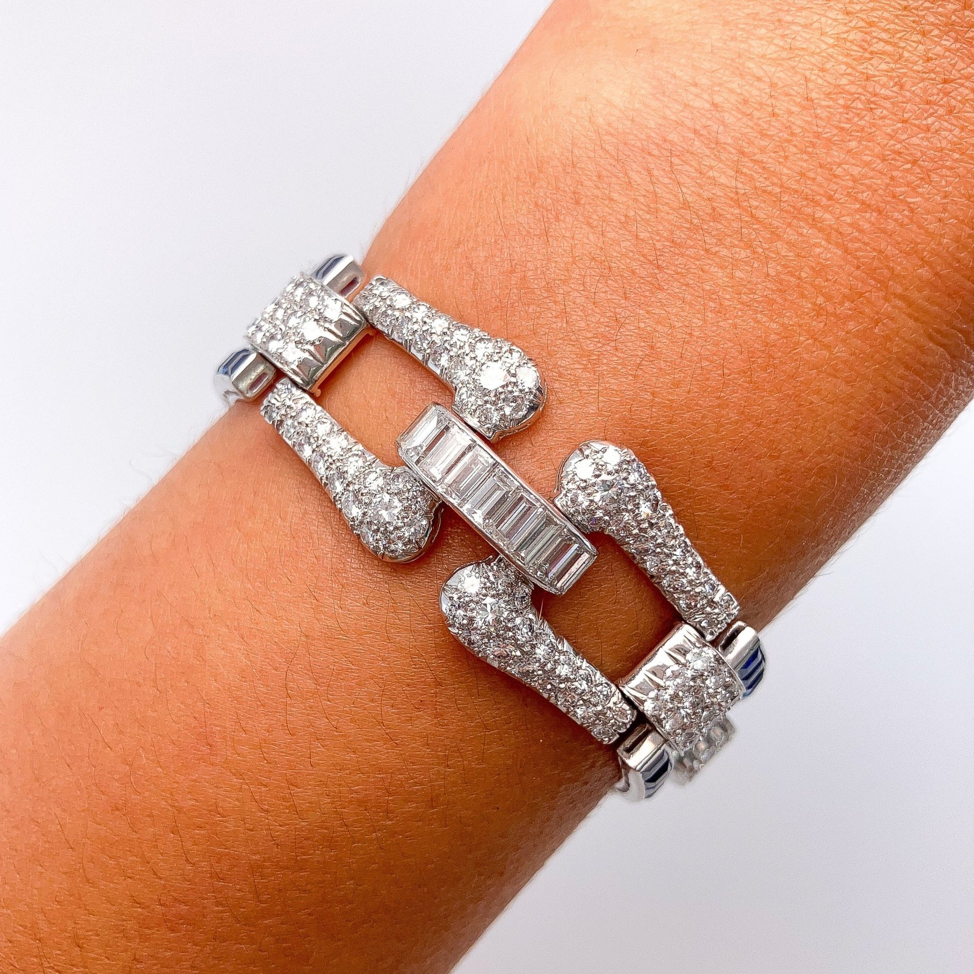 Vintage Sapphire & Diamond Openwork Bracelet, Platinum º - Forever Rox