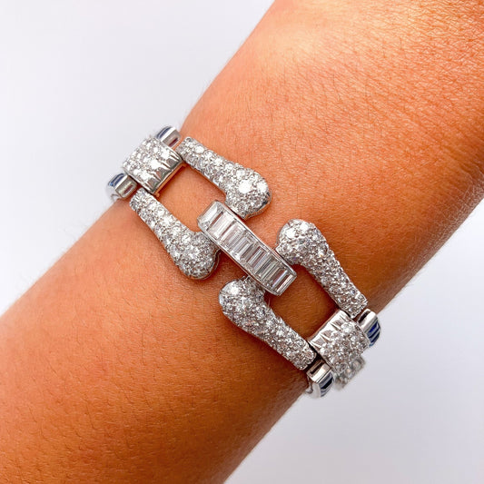 Vintage Sapphire & Diamond Openwork Bracelet, Platinum º - Forever Rox
