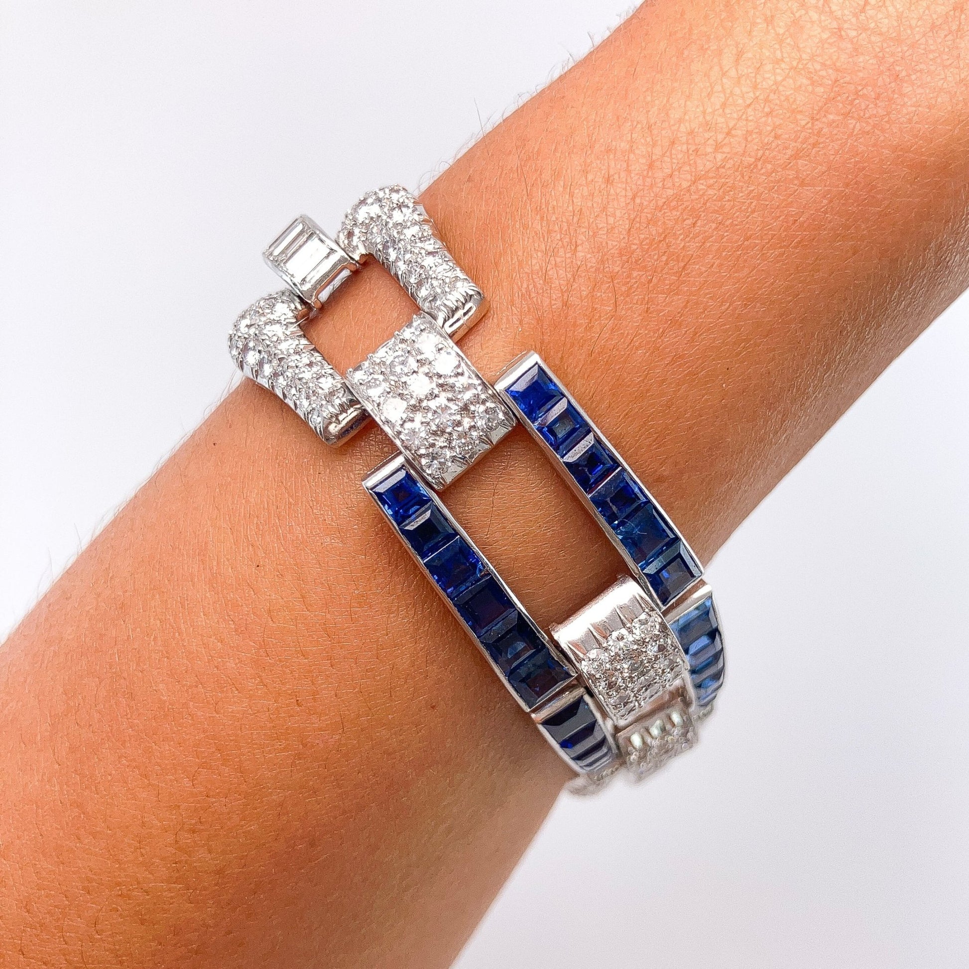 Vintage Sapphire & Diamond Openwork Bracelet, Platinum º - Forever Rox