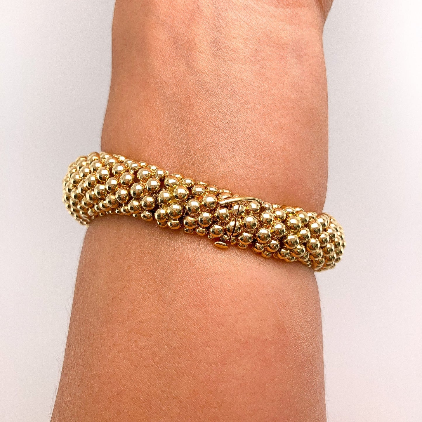 Vintage Textured Dome Bracelet with Basketweave Diamonds Motif by David Webb, 18k & Platinum º - Forever Rox