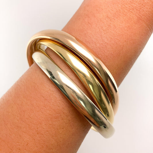 Vintage Tri - Color Rolling Bangle by Weingrill, 18k - Forever Rox