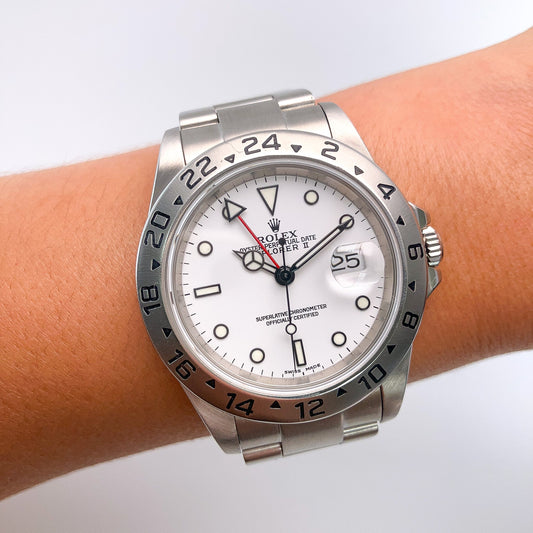 White Dial Rolex Explorer 2 Watch, Stainless Steel - Forever Rox