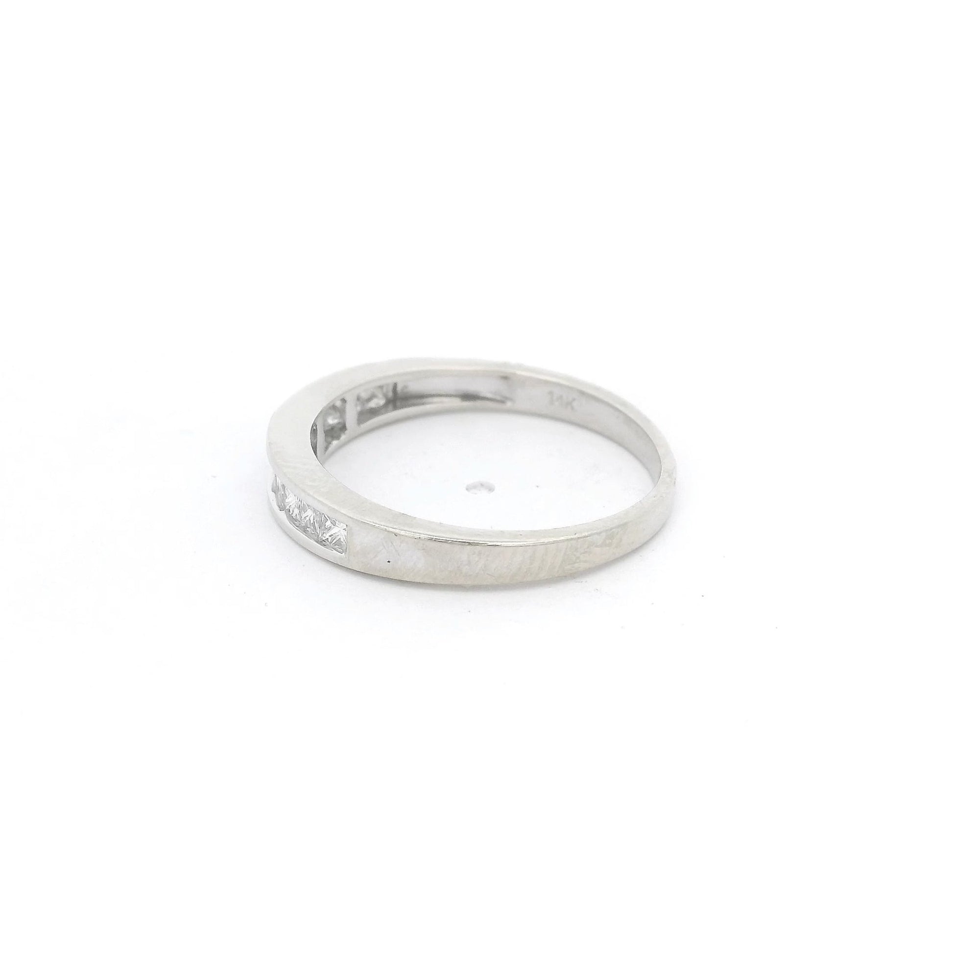 White Gold Channel Set Graduating Size Princess Cut Diamond Band - Forever Rox Fine Jewelry