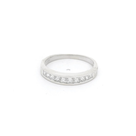 White Gold Channel Set Graduating Size Princess Cut Diamond Band - Forever Rox Fine Jewelry