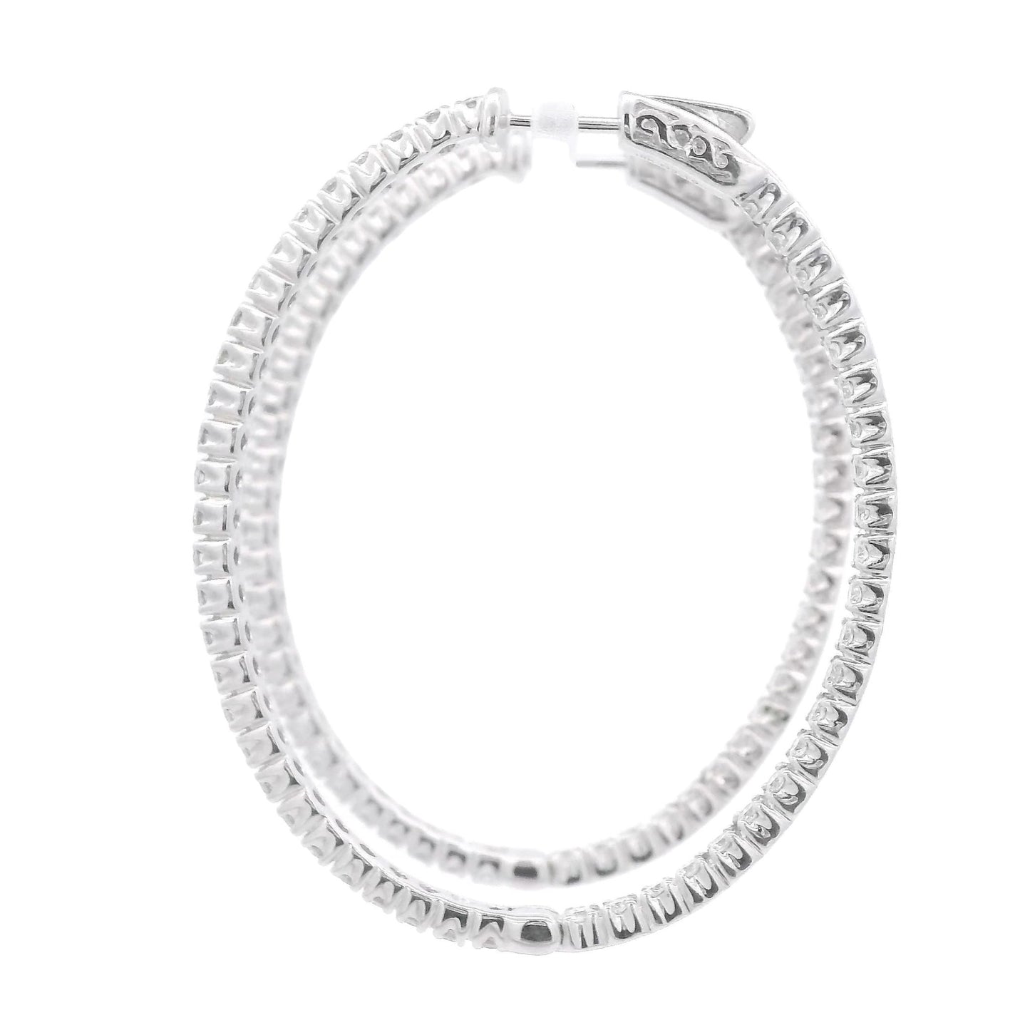 White Gold Diamond Innie Outie Oval Hoops - Forever Rox