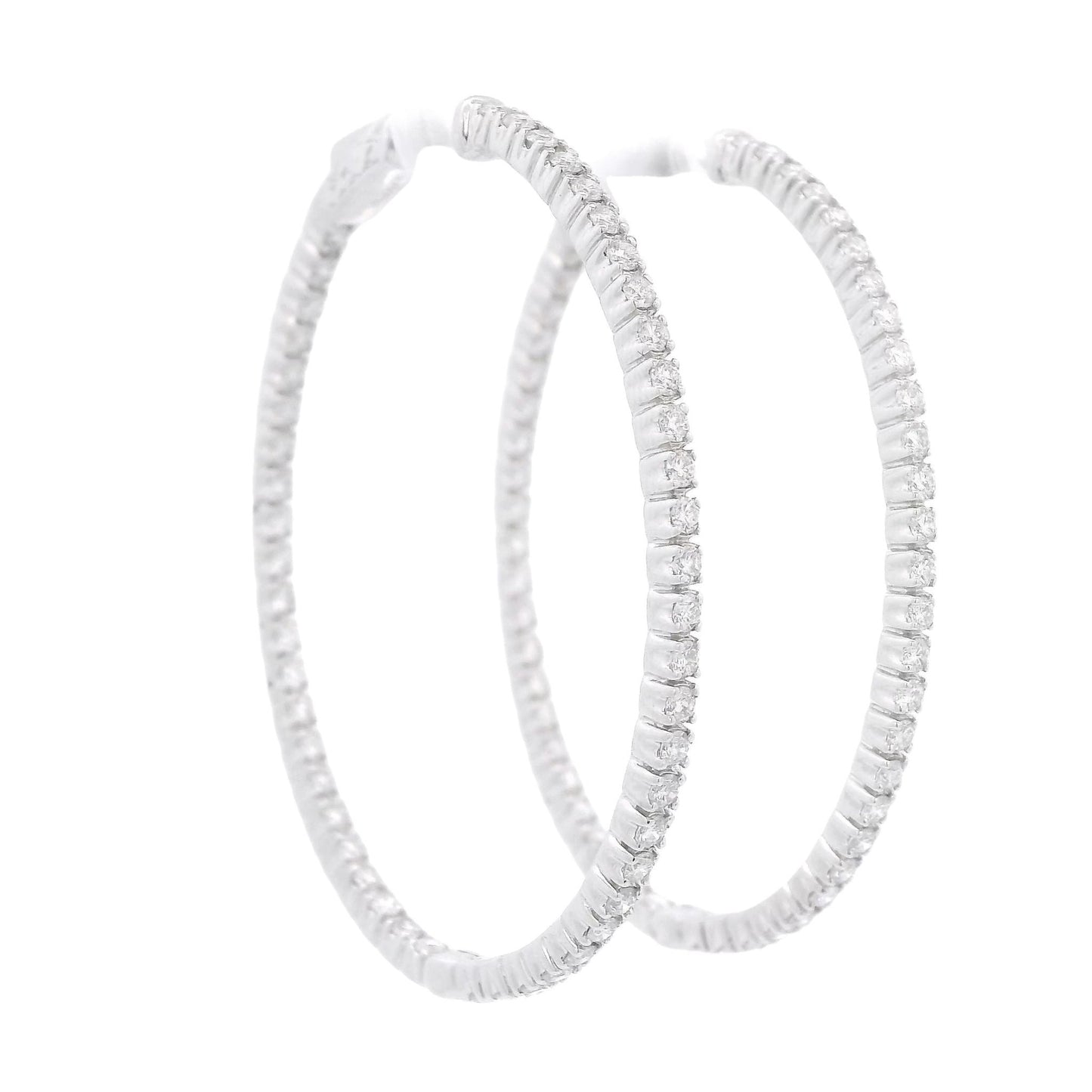 White Gold Diamond Innie Outie Oval Hoops - Forever Rox