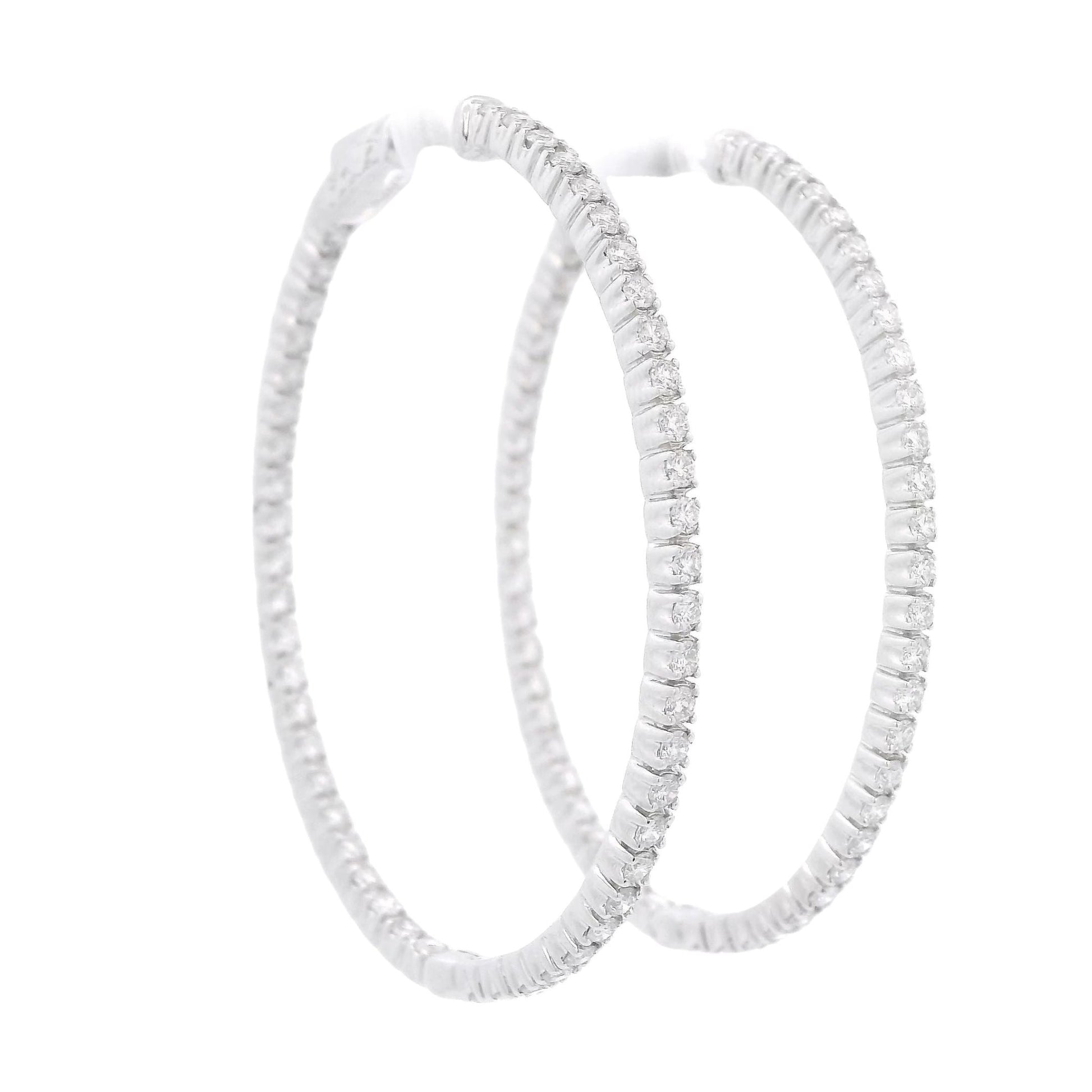 White Gold Diamond Innie Outie Oval Hoops - Forever Rox