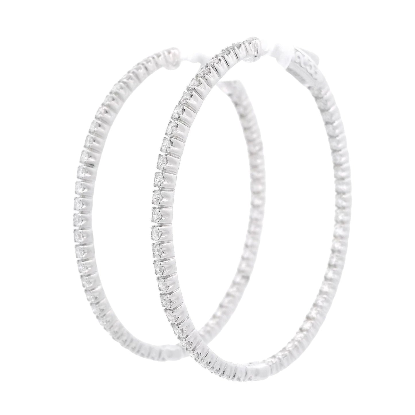 White Gold Diamond Innie Outie Oval Hoops - Forever Rox
