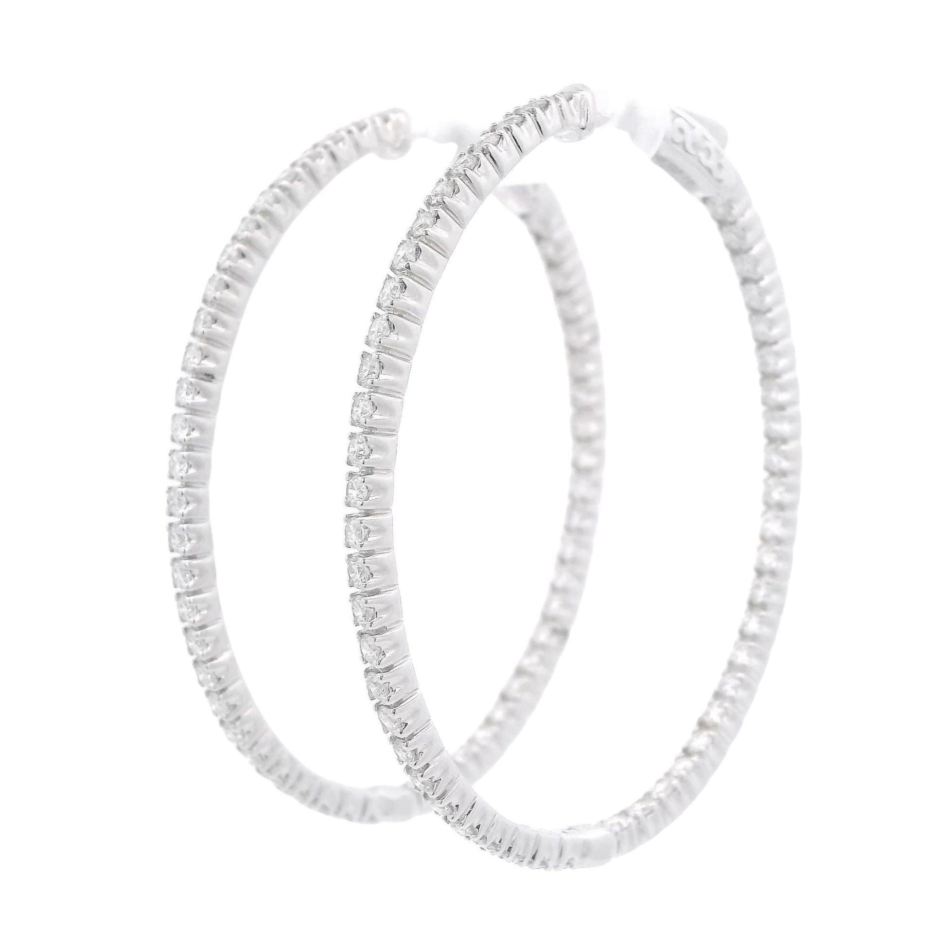 White Gold Diamond Innie Outie Oval Hoops - Forever Rox