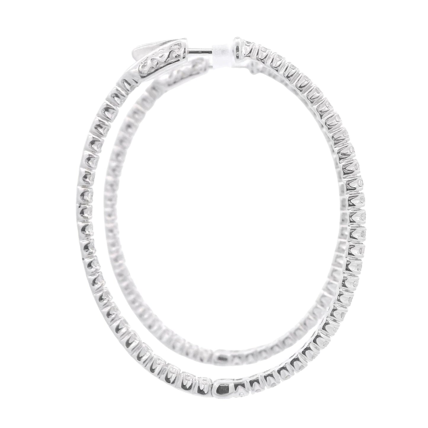 White Gold Diamond Innie Outie Oval Hoops - Forever Rox
