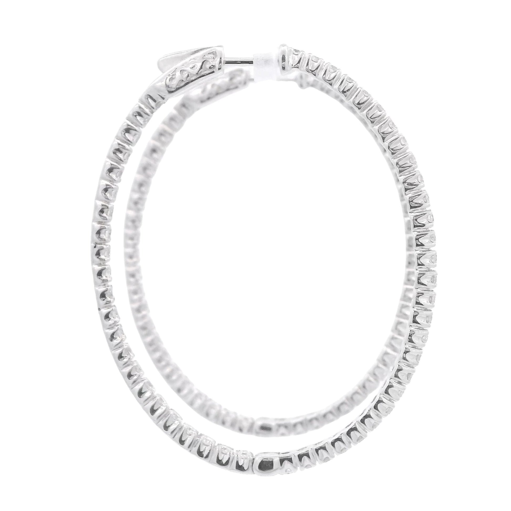 White Gold Diamond Innie Outie Oval Hoops - Forever Rox