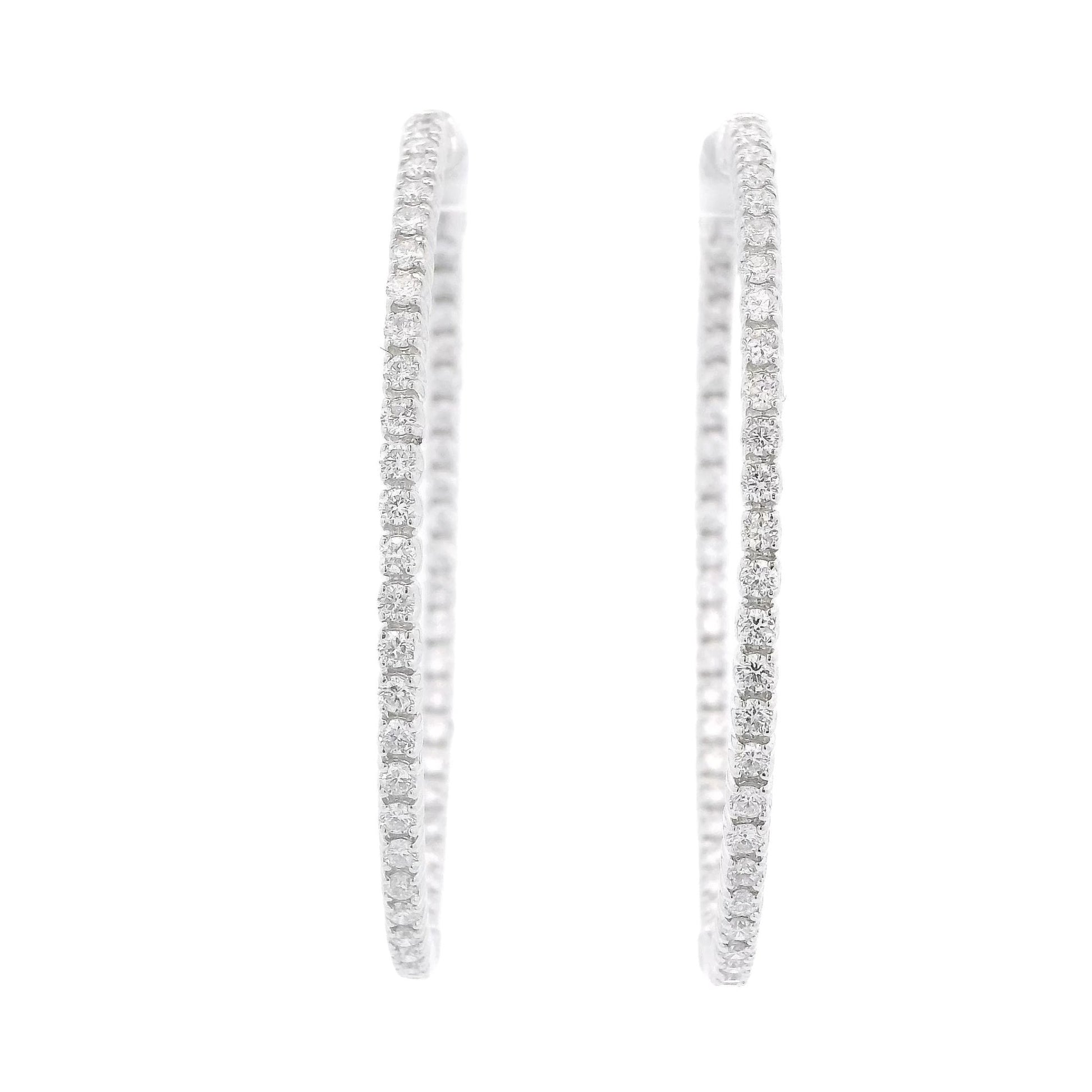 White Gold Diamond Innie Outie Oval Hoops - Forever Rox