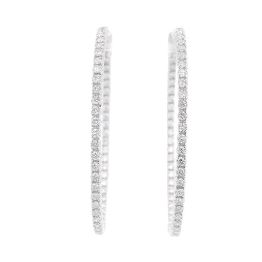 White Gold Diamond Innie Outie Oval Hoops - Forever Rox