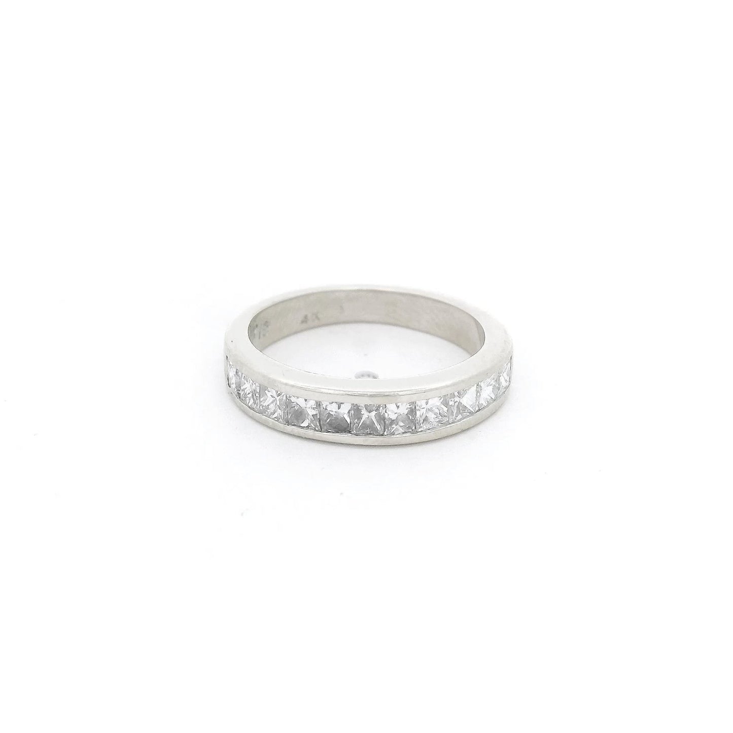 White Gold Half Around Channel Set Princess Cut Diamond Band - Forever Rox Fine Jewelry