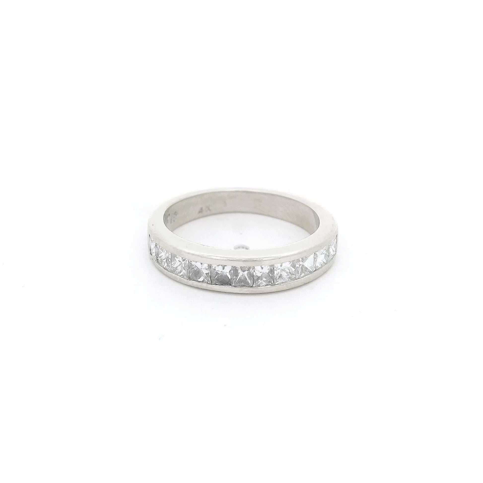 White Gold Half Around Channel Set Princess Cut Diamond Band - Forever Rox Fine Jewelry