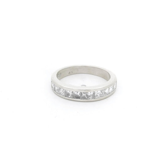 White Gold Half Around Channel Set Princess Cut Diamond Band - Forever Rox Fine Jewelry