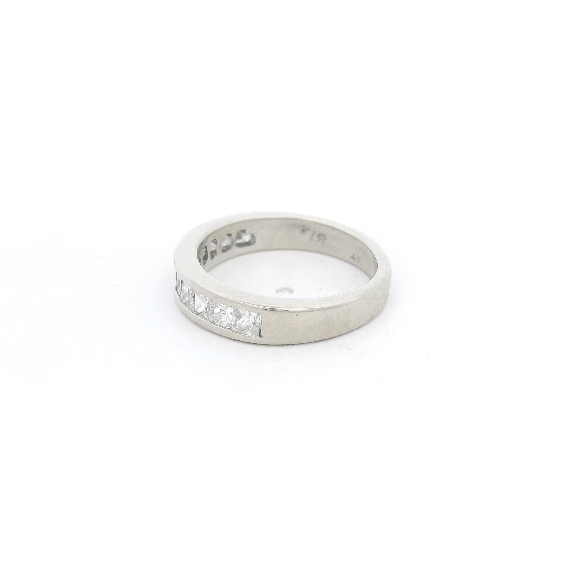 White Gold Half Around Channel Set Princess Cut Diamond Band - Forever Rox Fine Jewelry