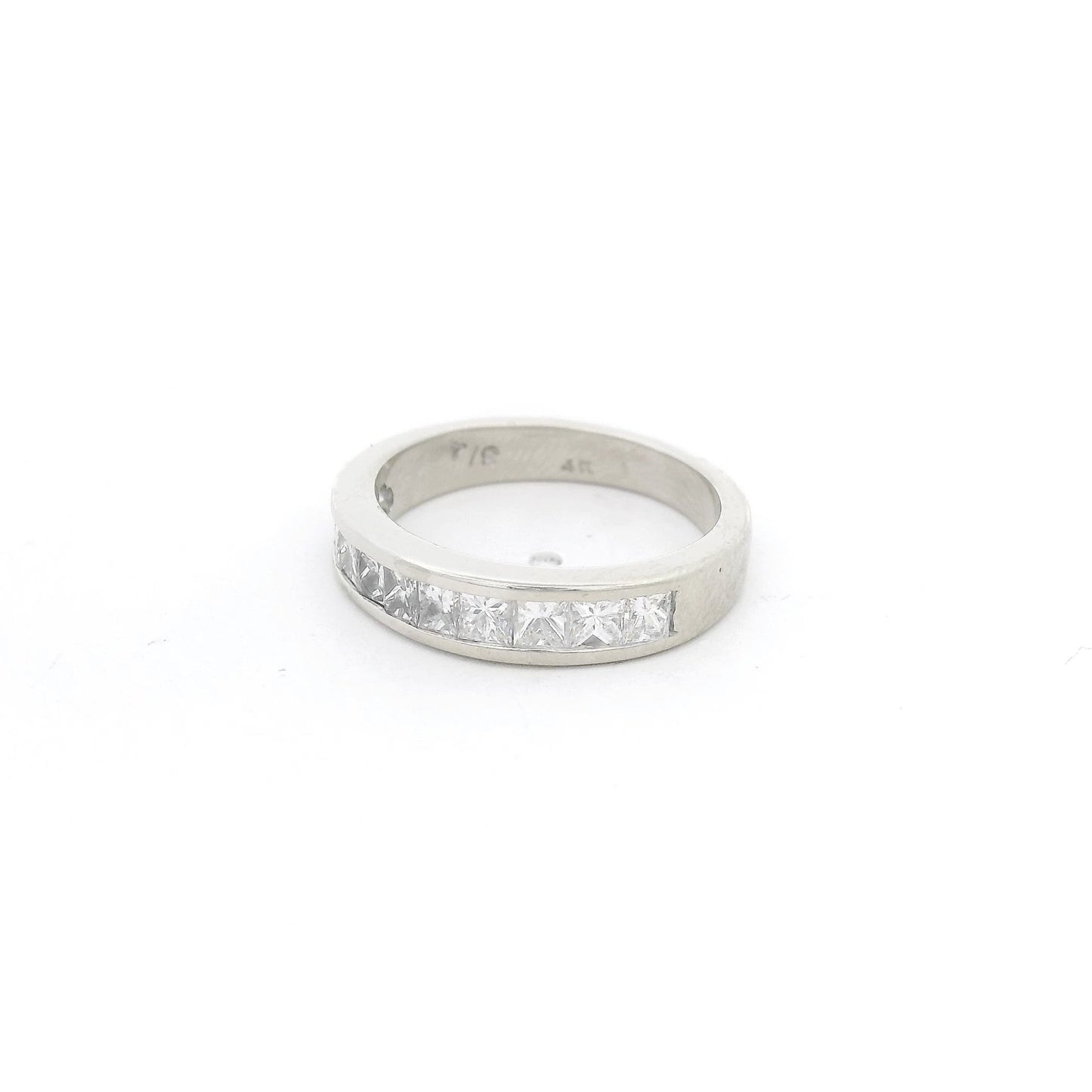 White Gold Half Around Channel Set Princess Cut Diamond Band - Forever Rox Fine Jewelry
