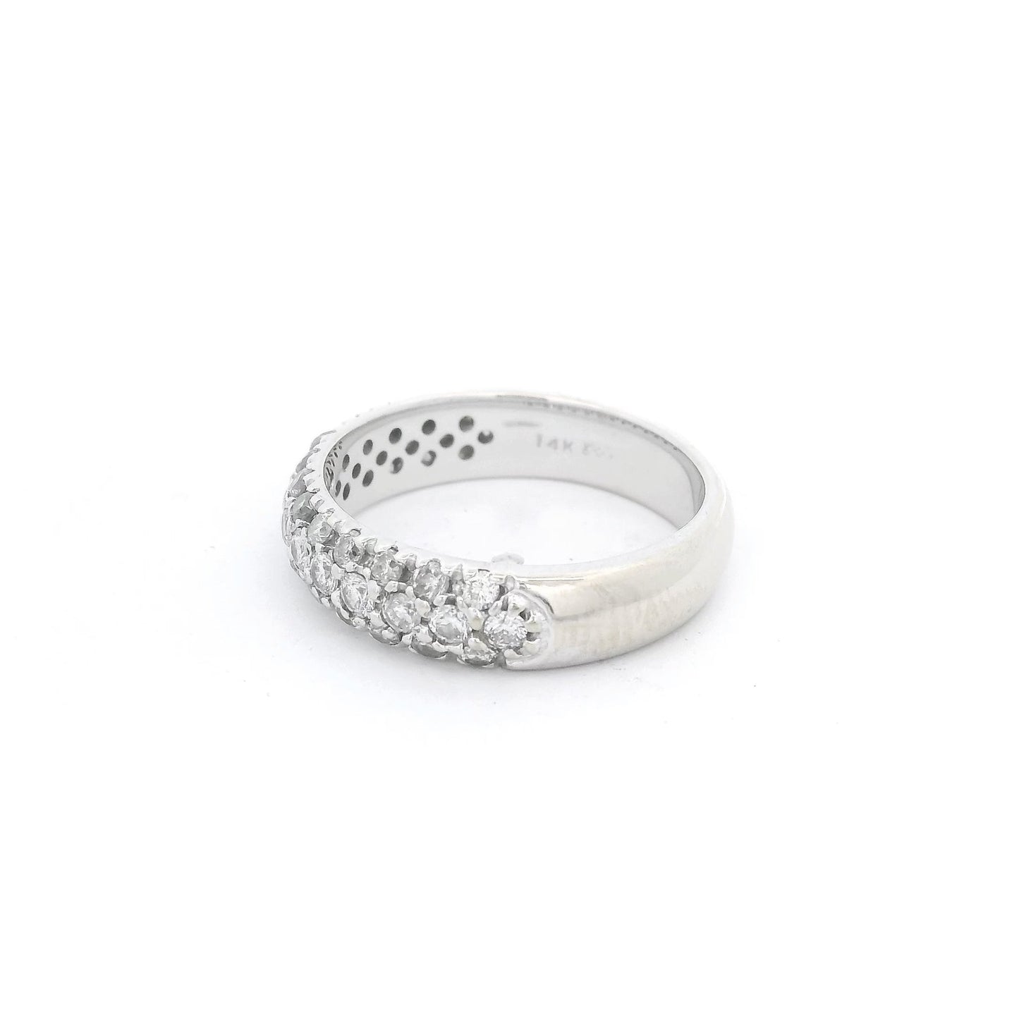 White Gold Half Arounf Pavé Set Diamond Band - Forever Rox Fine Jewelry