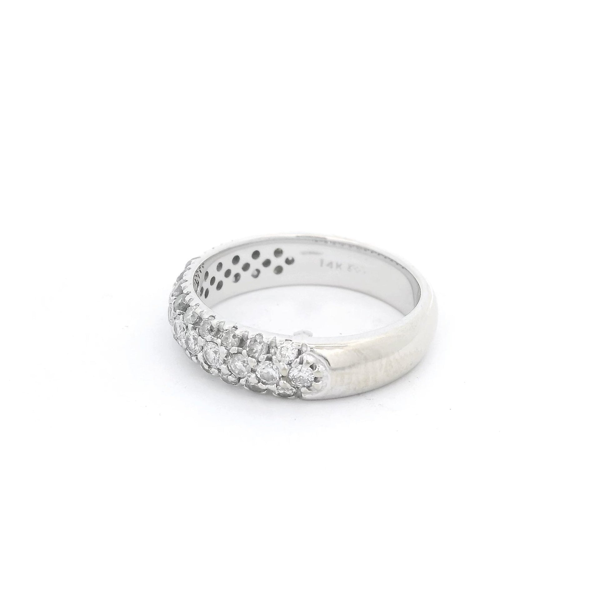 White Gold Half Arounf Pavé Set Diamond Band - Forever Rox Fine Jewelry