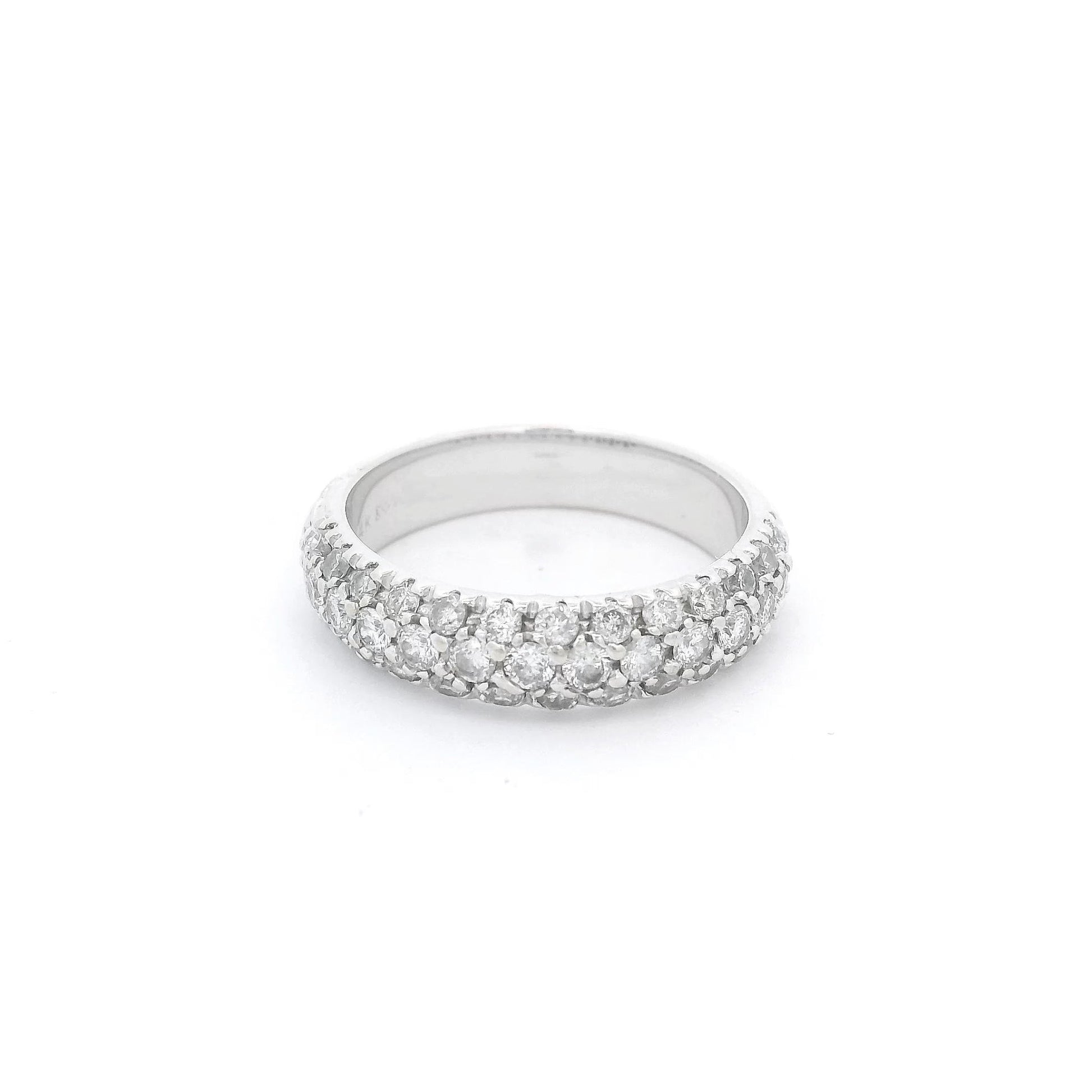 White Gold Half Arounf Pavé Set Diamond Band - Forever Rox Fine Jewelry