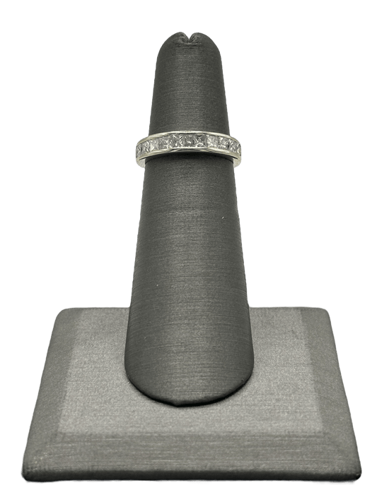 White Gold Half Eternity Channel Set Princess Cut Diamond Band - Forever Rox