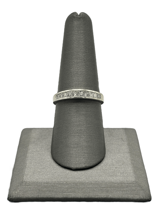 White Gold Half Eternity Princess Cut Diamond Band - Forever Rox