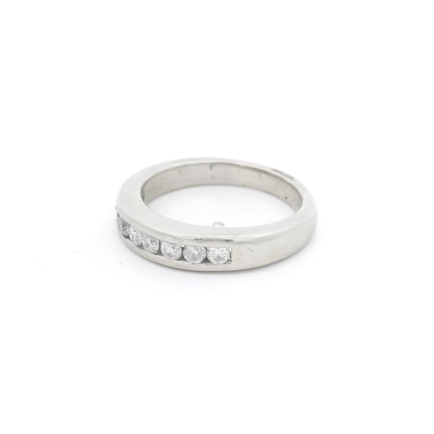 White Gold Half Eternity Round Cut Diamond Band - Forever Rox Fine Jewelry