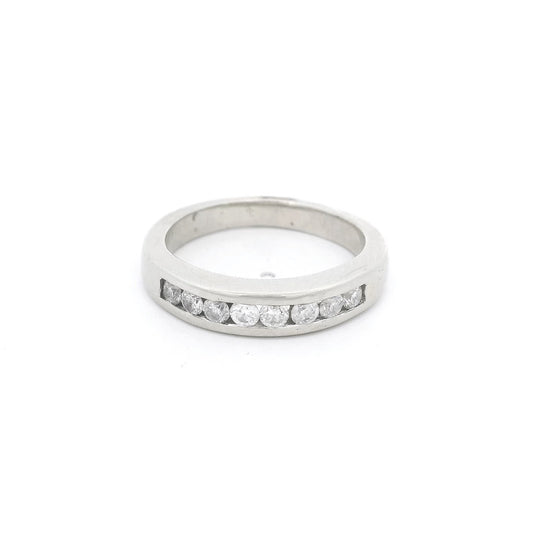 White Gold Half Eternity Round Cut Diamond Band - Forever Rox Fine Jewelry
