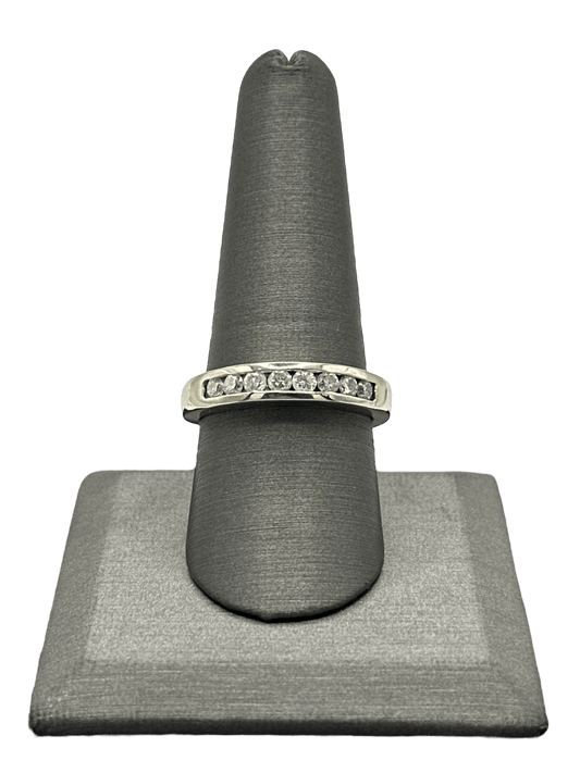 White Gold Half Eternity Round Cut Diamond Band - Forever Rox