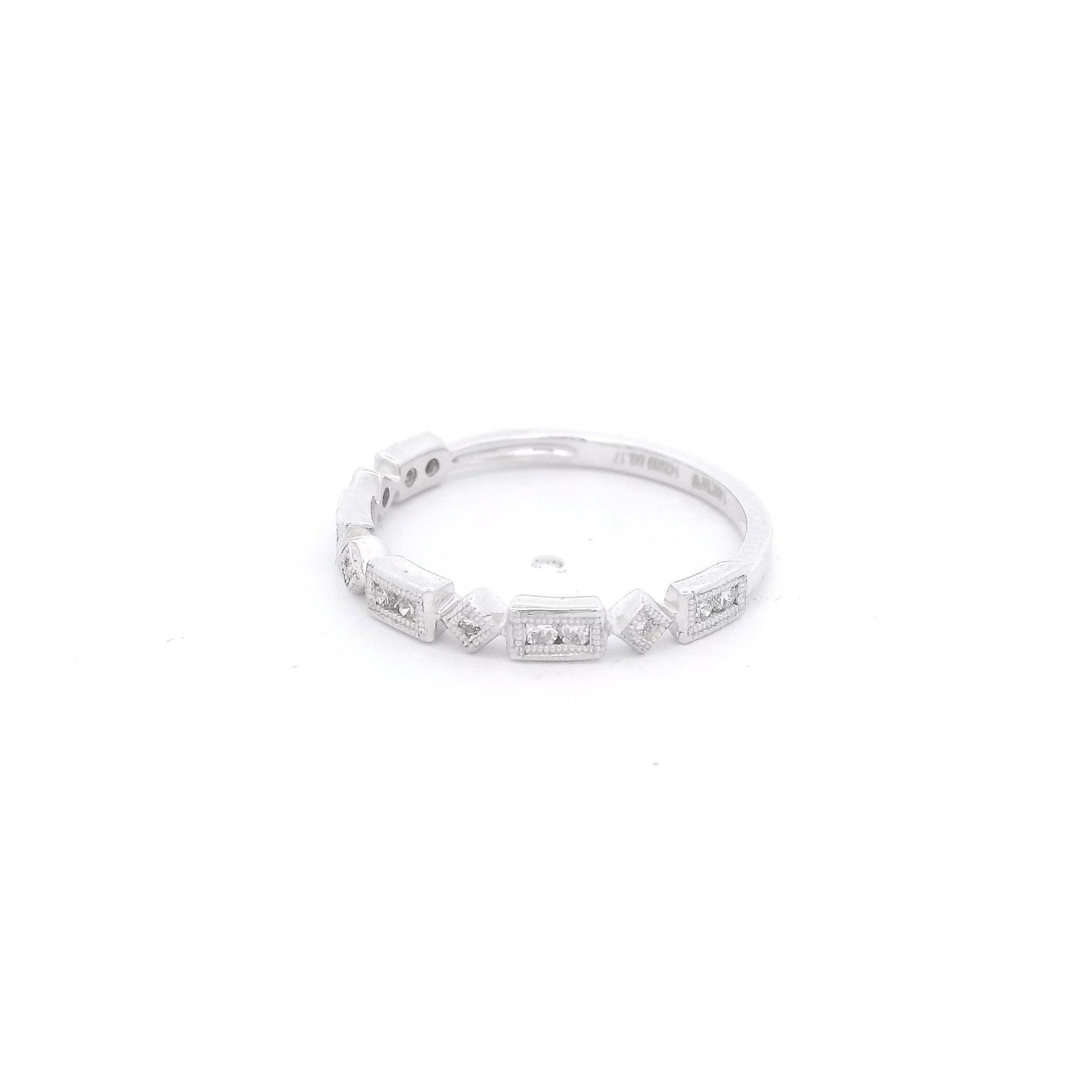 White Gold Milgrain Bezel Set Round Cut Diamond Band - Forever Rox Fine Jewelry