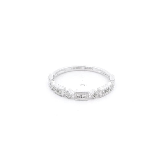White Gold Milgrain Bezel Set Round Cut Diamond Band - Forever Rox Fine Jewelry