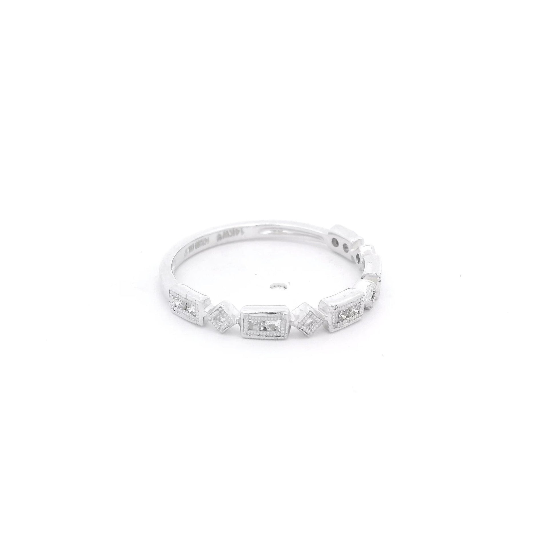 White Gold Milgrain Bezel Set Round Cut Diamond Band - Forever Rox Fine Jewelry
