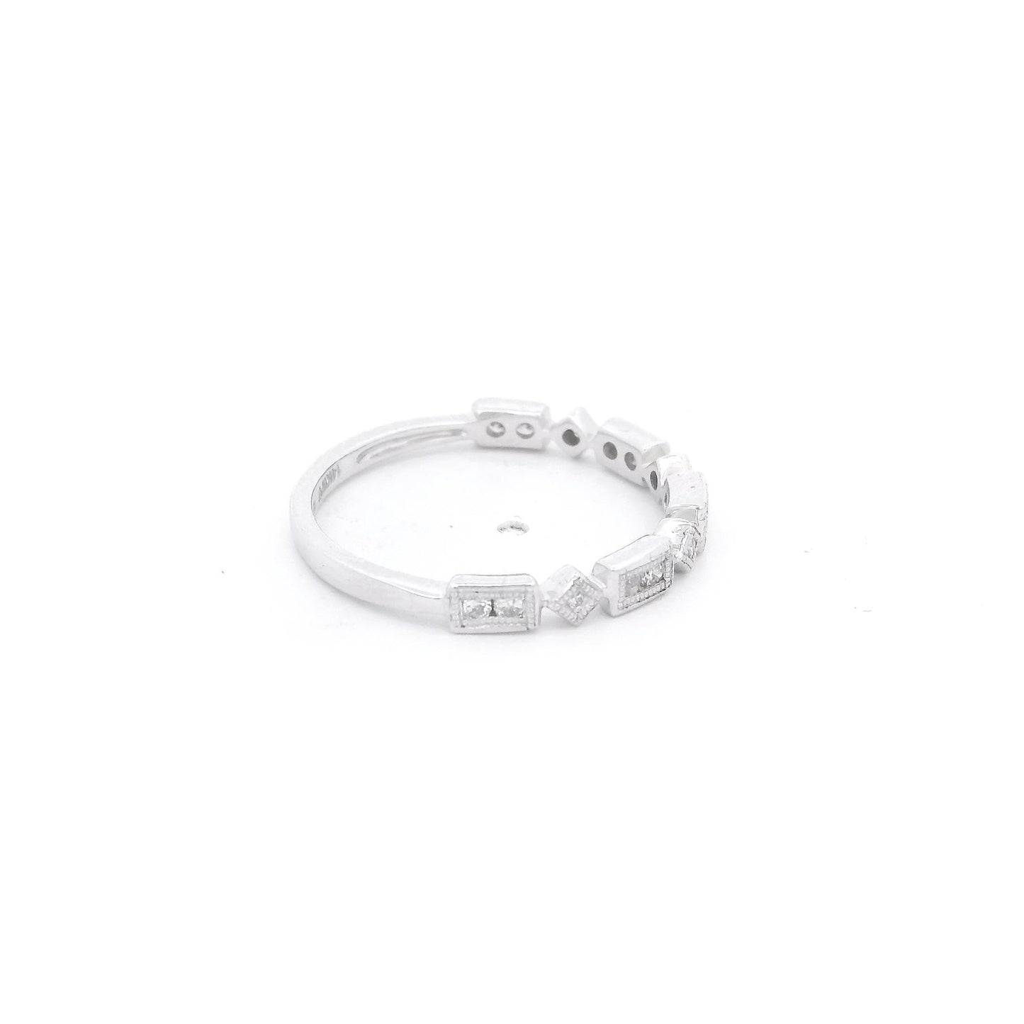 White Gold Milgrain Bezel Set Round Cut Diamond Band - Forever Rox Fine Jewelry