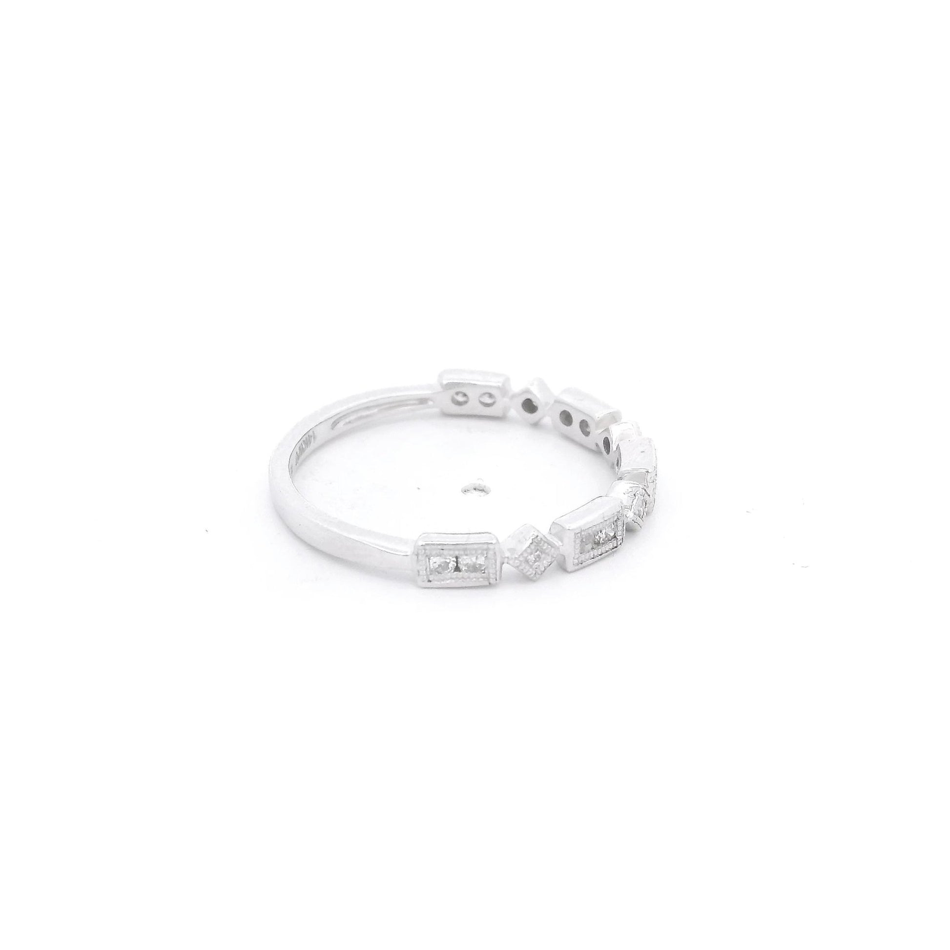 White Gold Milgrain Bezel Set Round Cut Diamond Band - Forever Rox Fine Jewelry