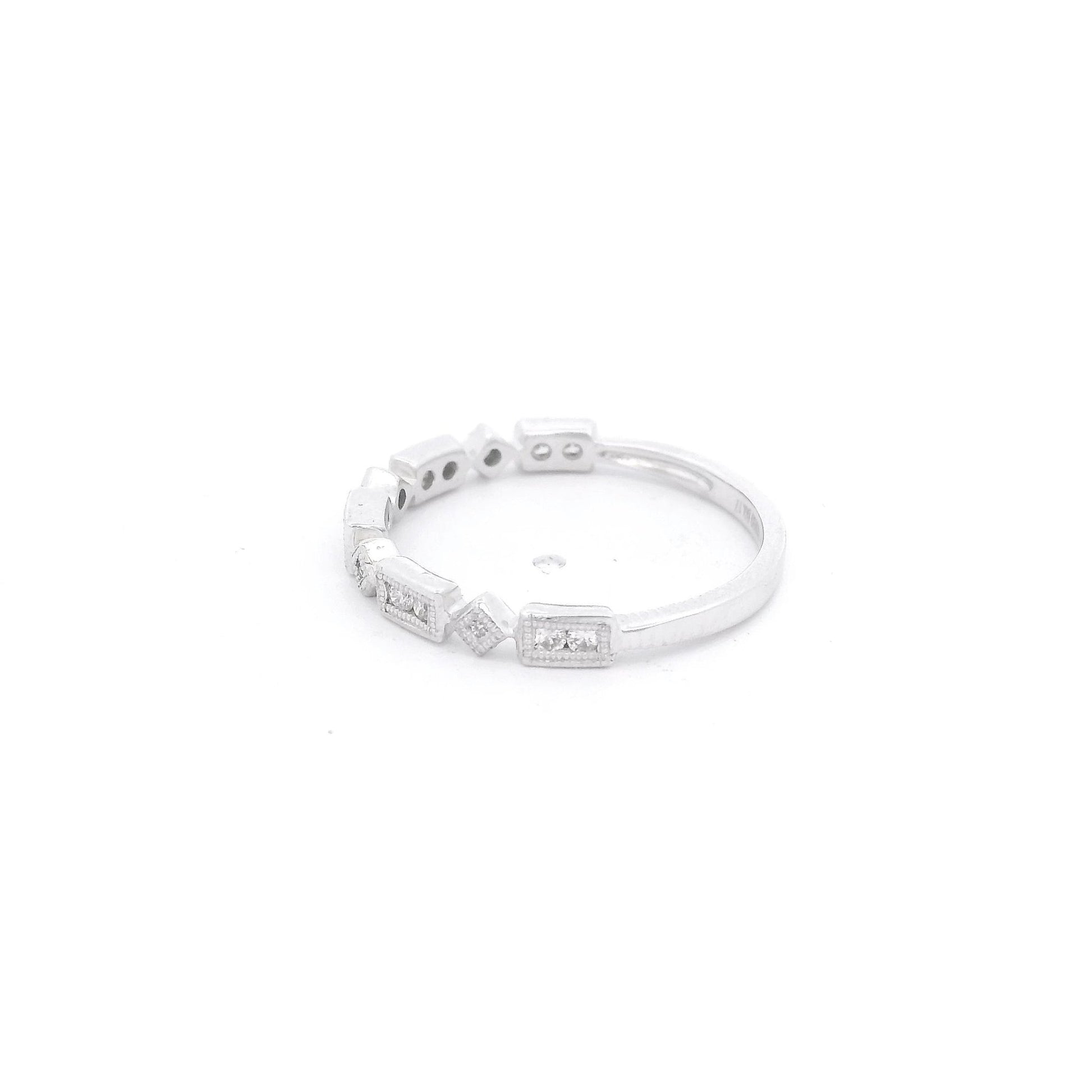 White Gold Milgrain Bezel Set Round Cut Diamond Band - Forever Rox Fine Jewelry