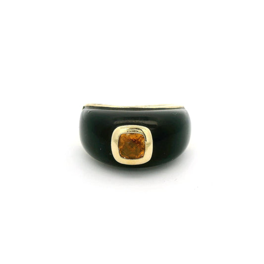 Yellow Gold & Black Onyx Ring With Yellow Sapphire - Forever Rox Fine Jewelry