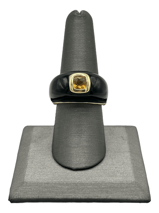 Yellow Gold & Black Onyx Ring With Yellow Sapphire - Forever Rox