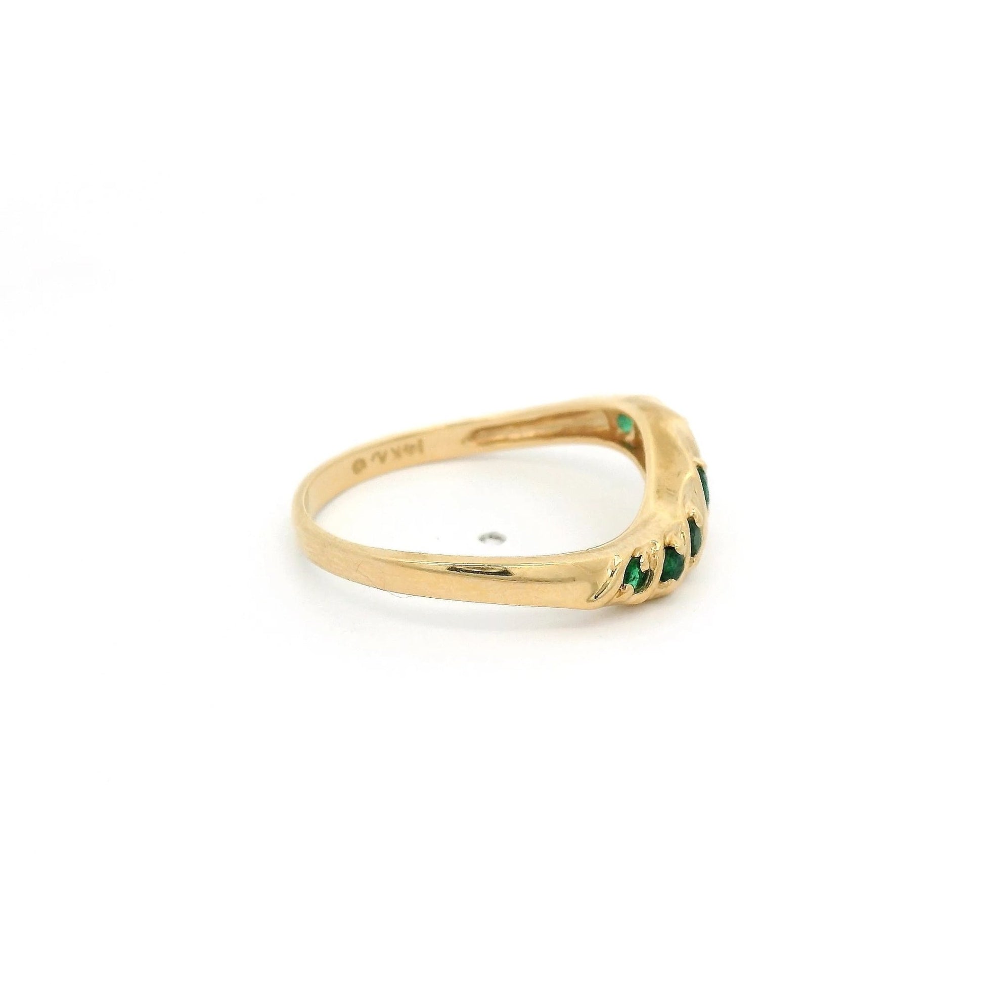 Yellow Gold Curved Stackable Ruby, Emerald & Sapphire Bands - Forever Rox Fine Jewelry