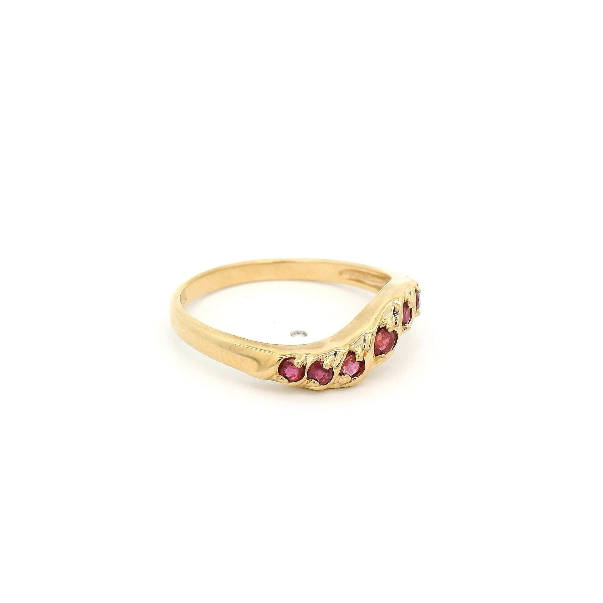 Yellow Gold Curved Stackable Ruby, Emerald & Sapphire Bands - Forever Rox Fine Jewelry