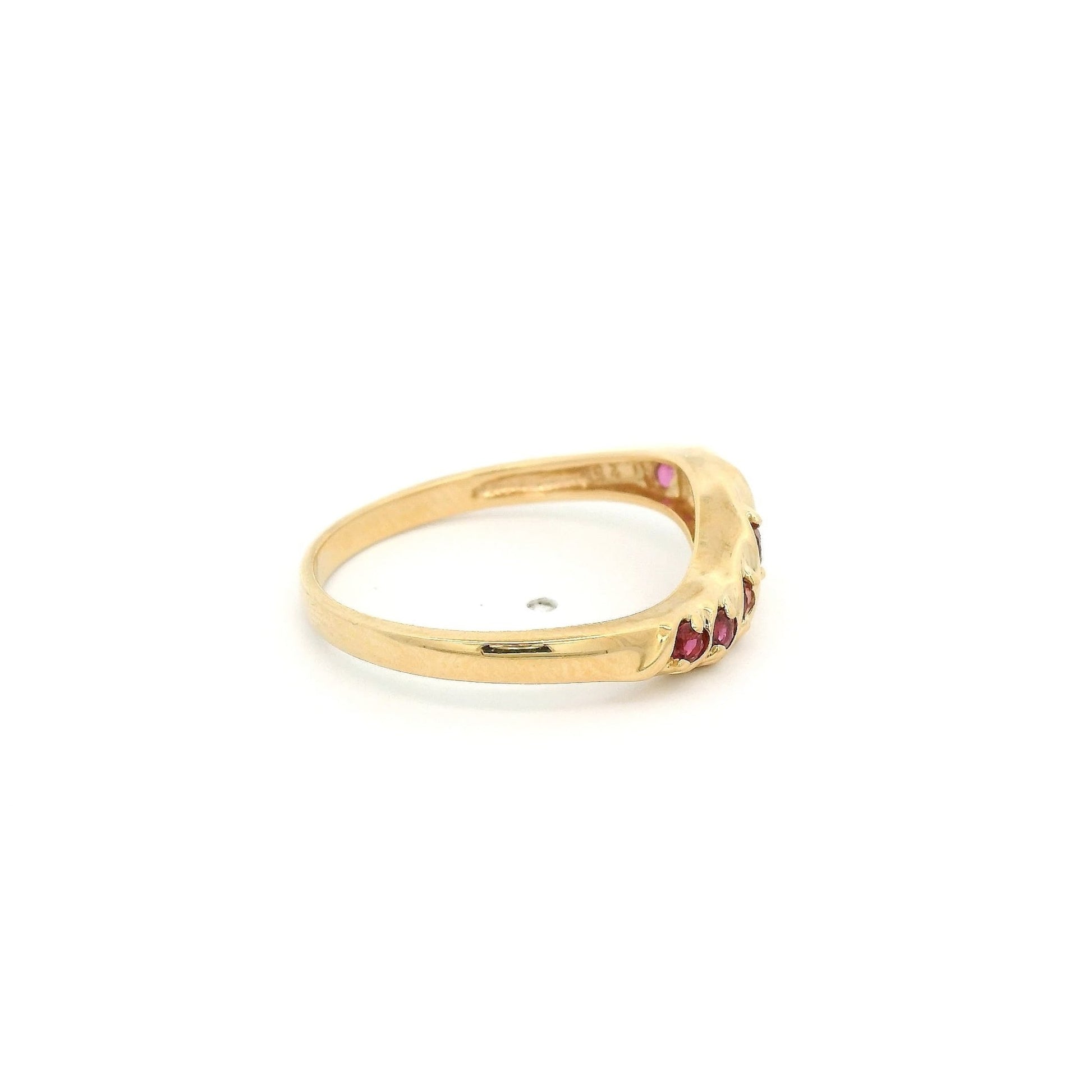 Yellow Gold Curved Stackable Ruby, Emerald & Sapphire Bands - Forever Rox Fine Jewelry