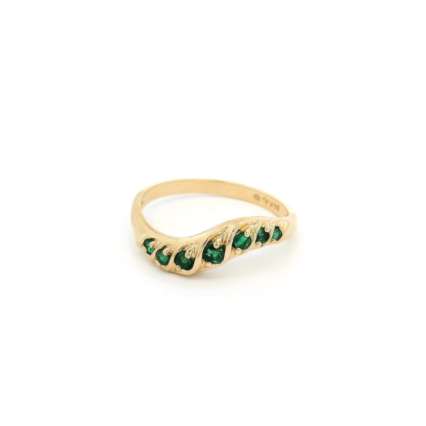 Yellow Gold Curved Stackable Ruby, Emerald & Sapphire Bands - Forever Rox Fine Jewelry