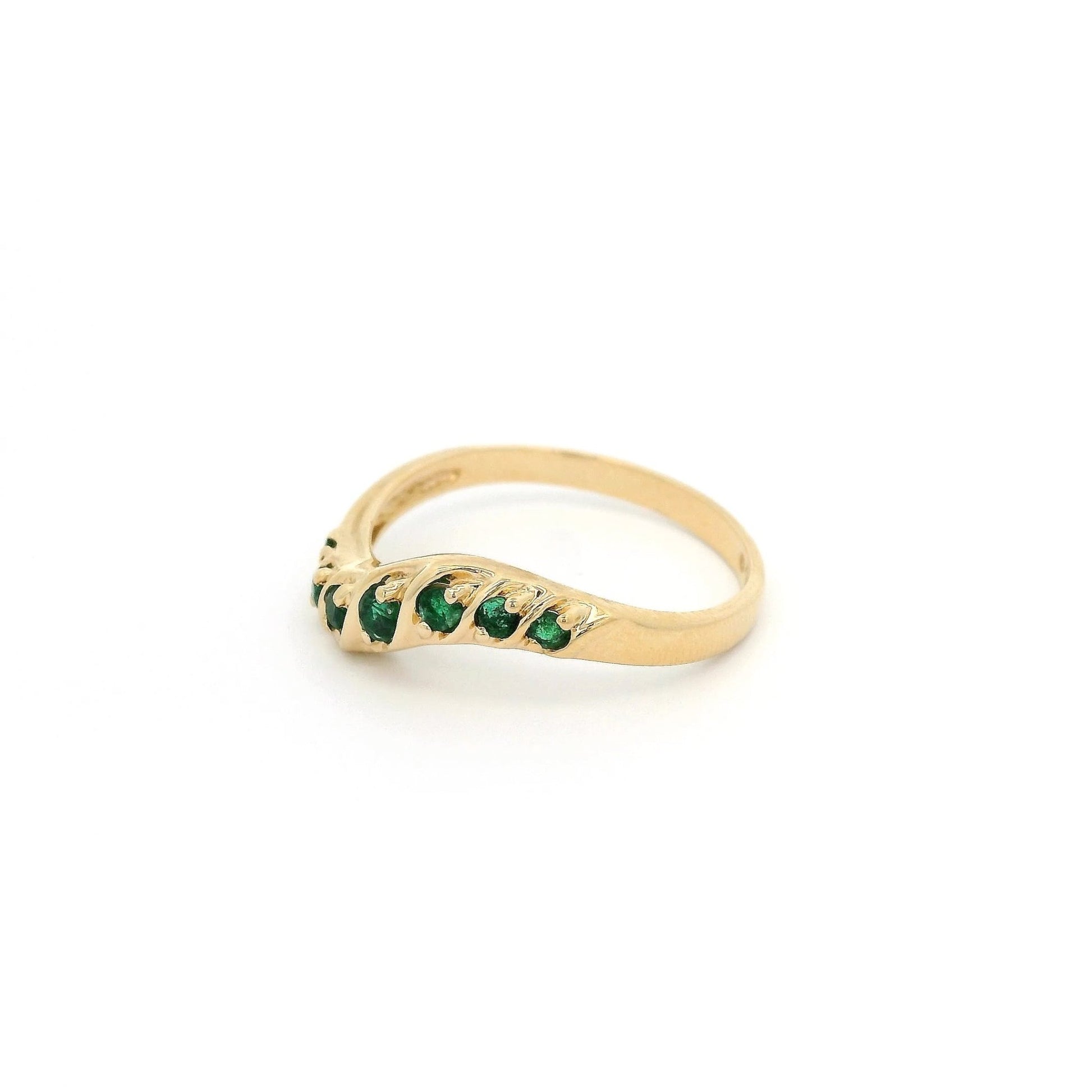Yellow Gold Curved Stackable Ruby, Emerald & Sapphire Bands - Forever Rox Fine Jewelry