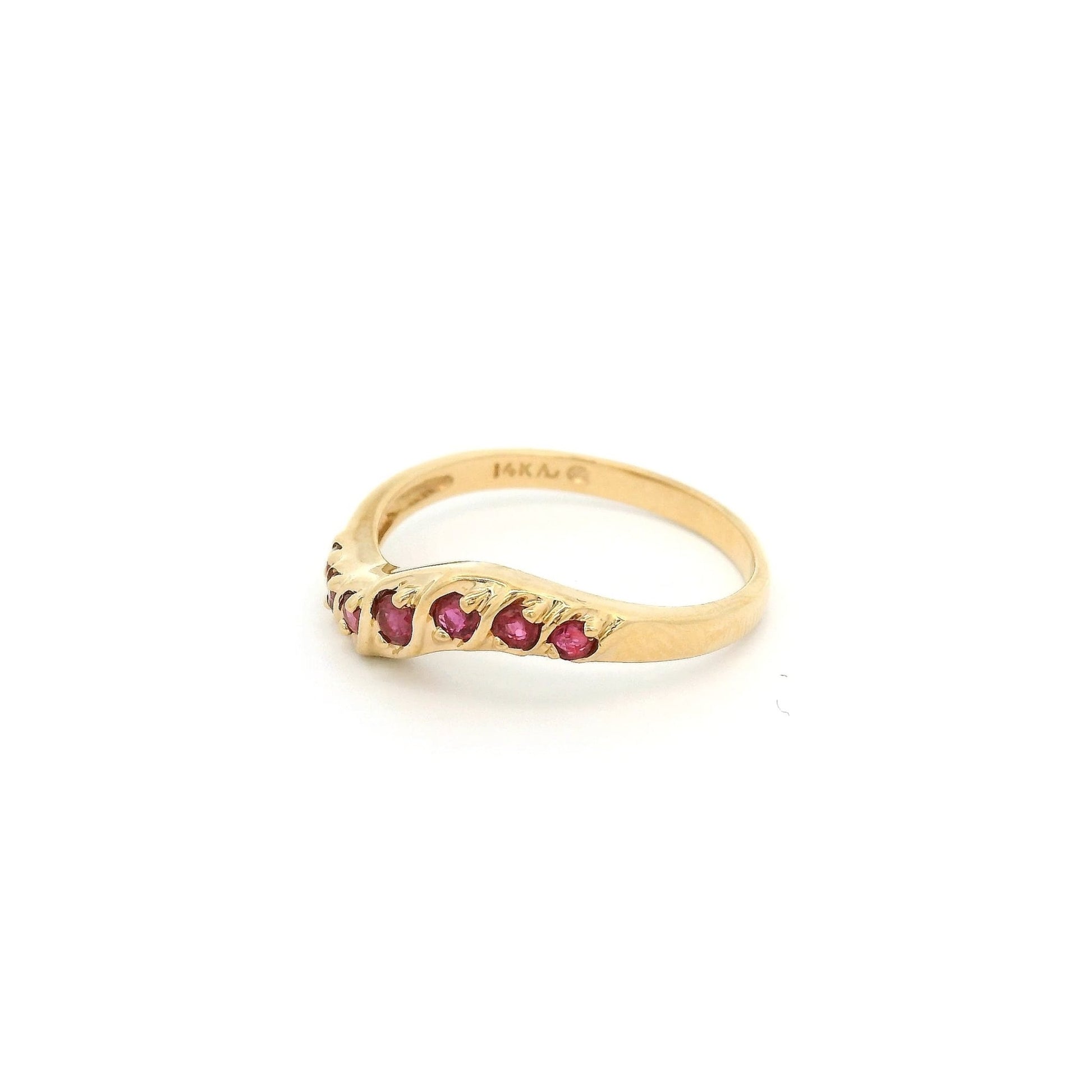 Yellow Gold Curved Stackable Ruby, Emerald & Sapphire Bands - Forever Rox Fine Jewelry