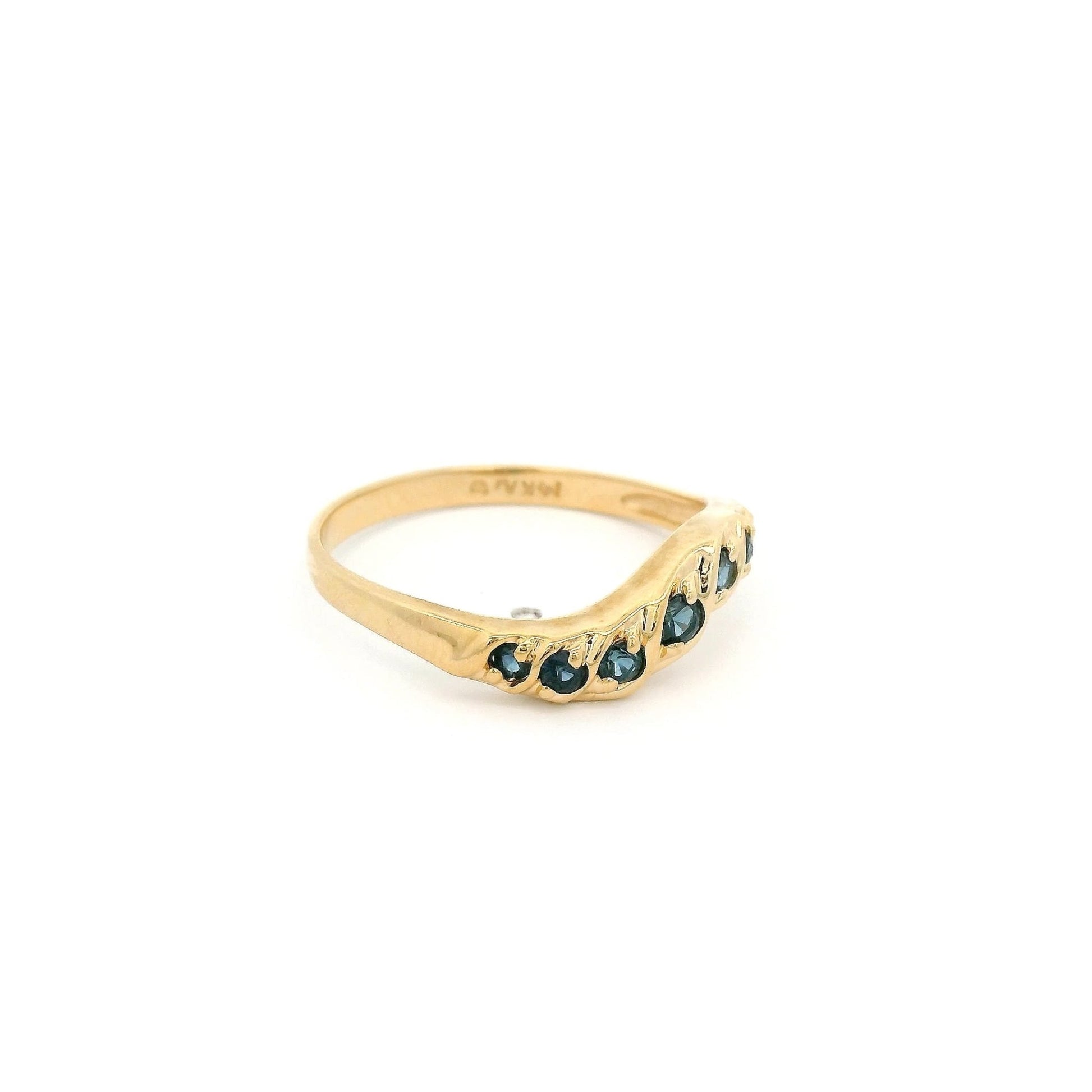 Yellow Gold Curved Stackable Ruby, Emerald & Sapphire Bands - Forever Rox Fine Jewelry